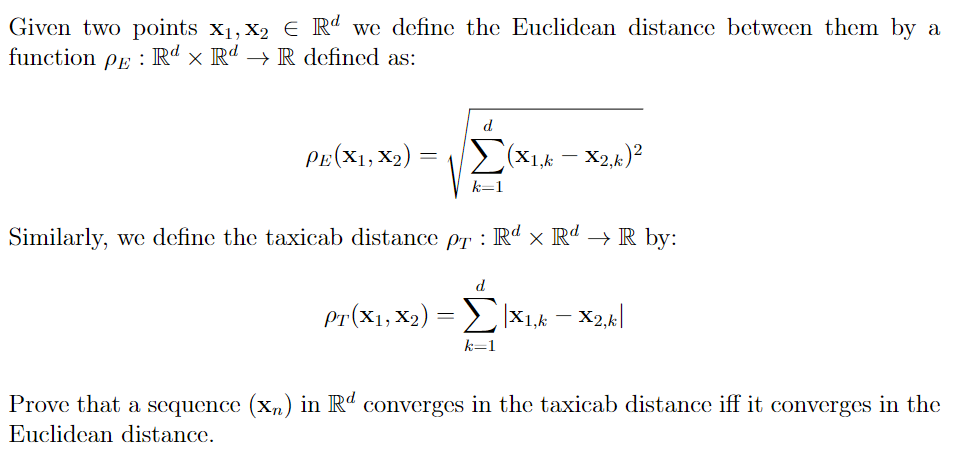  Given two points X1, X2 6 R. we define the Euclidean