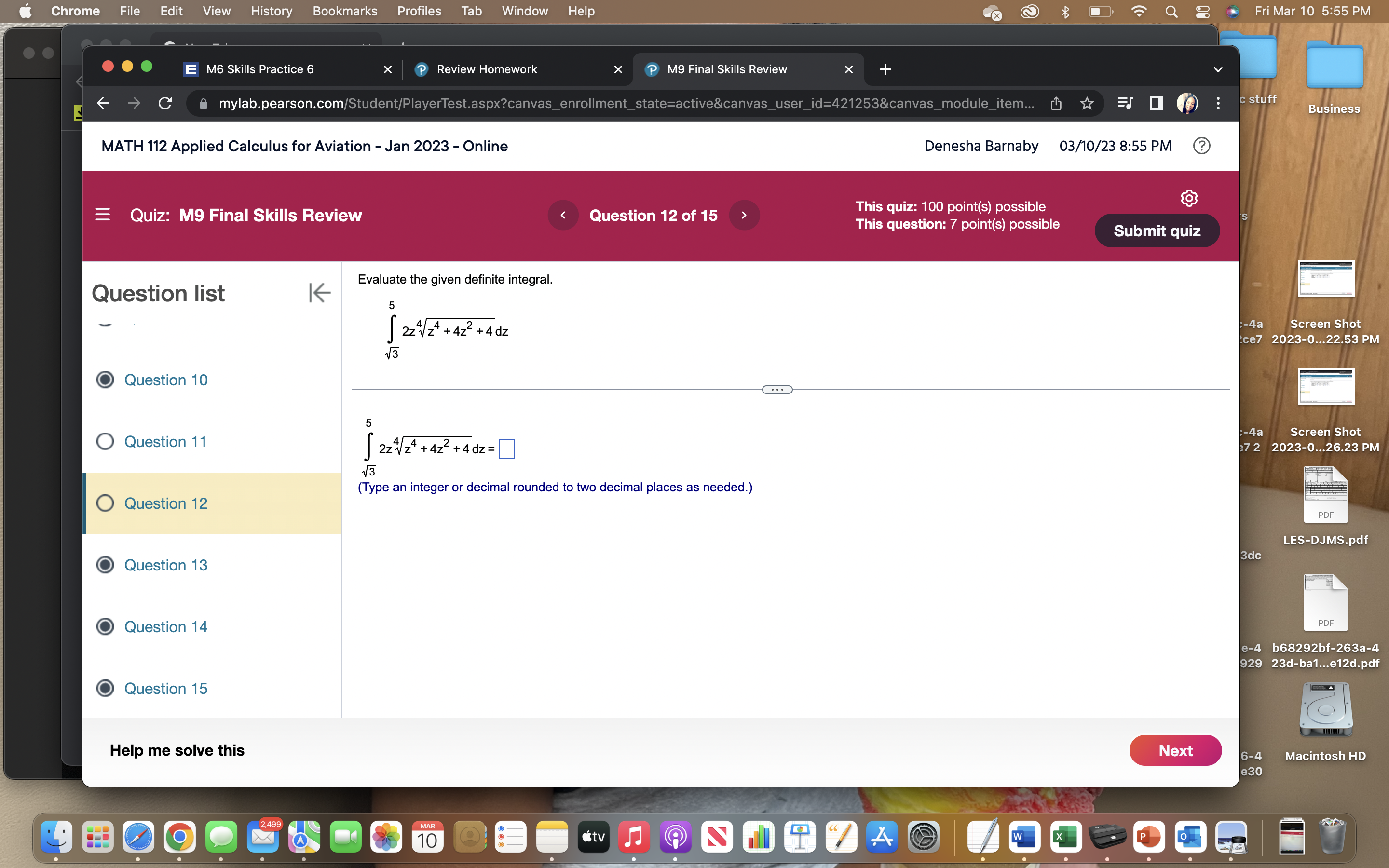 Business MATH 112 Applied Calculus for Aviation - Jan 2023 - Online