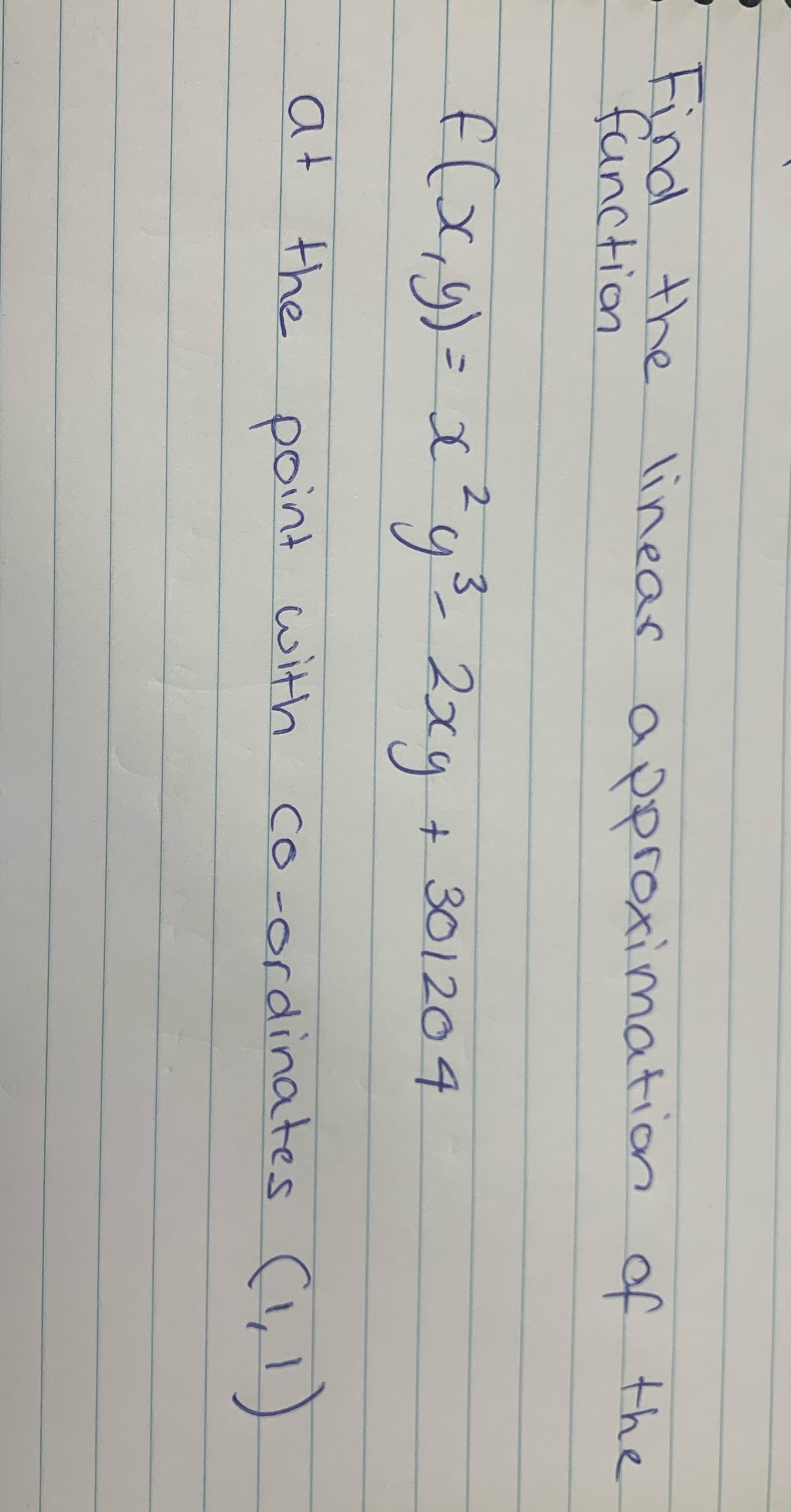  Find the linear approximation of the function f ( x (