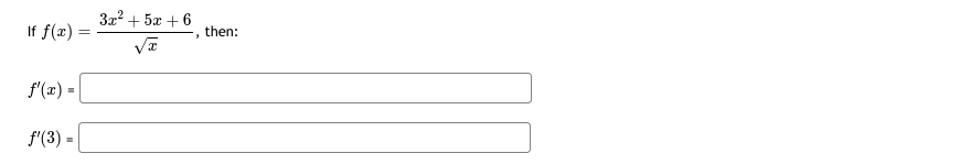 = f'(3) =Let f ( ) = Find the values of a