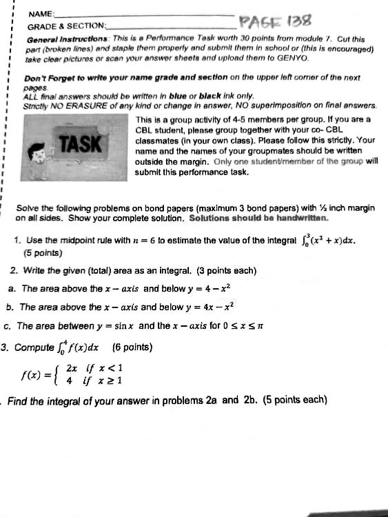 Performance Task worth 30 points from module 7. Cut this part (broken