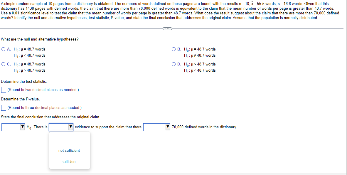 obtained. The numbers of words defined on those pages are found, with