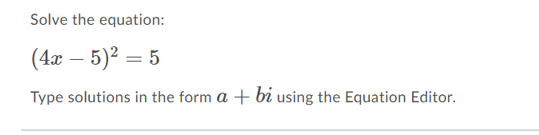 quadratic equation: a2 + 8x + 17 = 0 Simplify completely to
