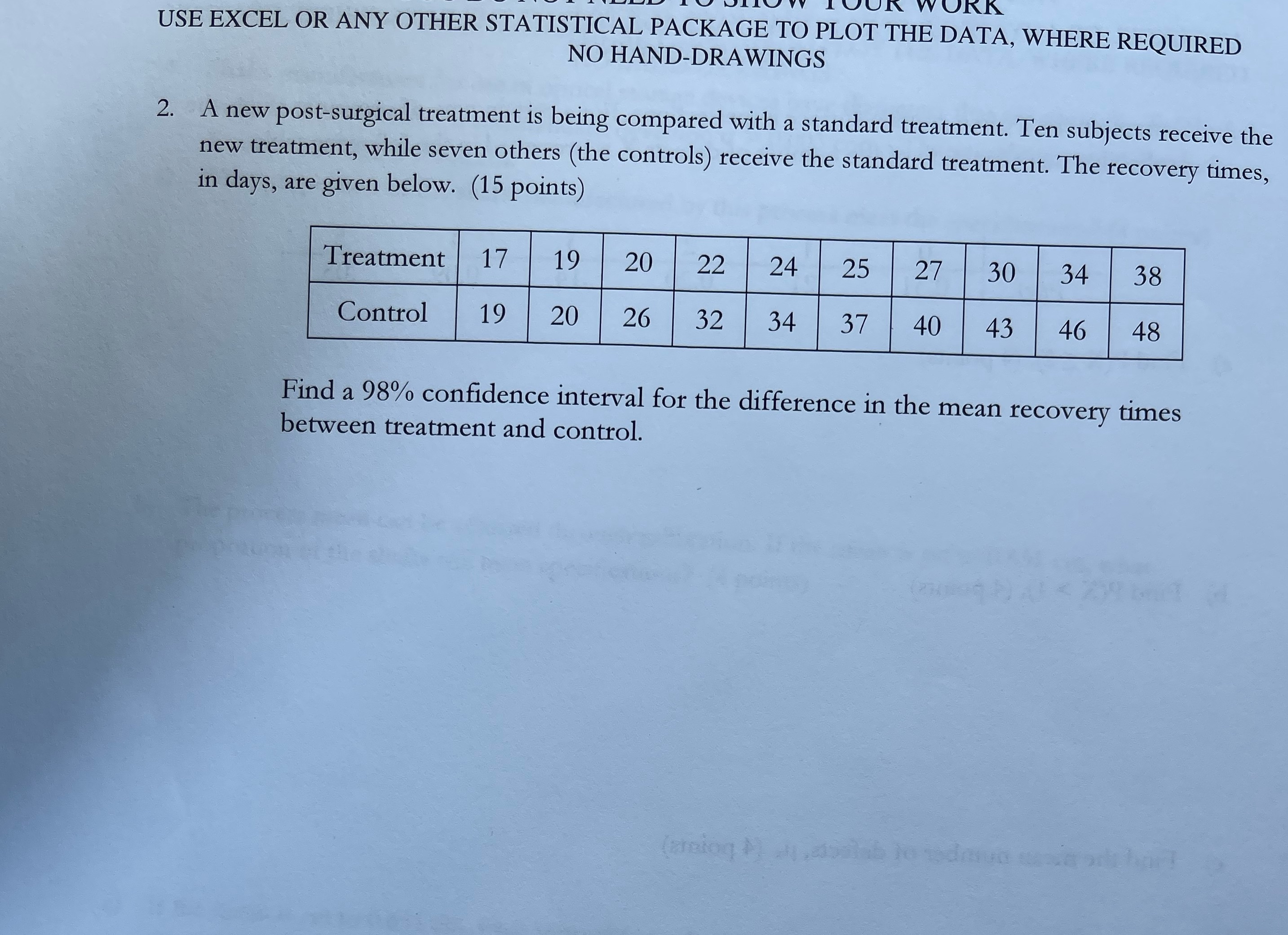 ORA USE EXCEL OR ANY OTHER STATISTICAL PACKAGE TO PLOT THE