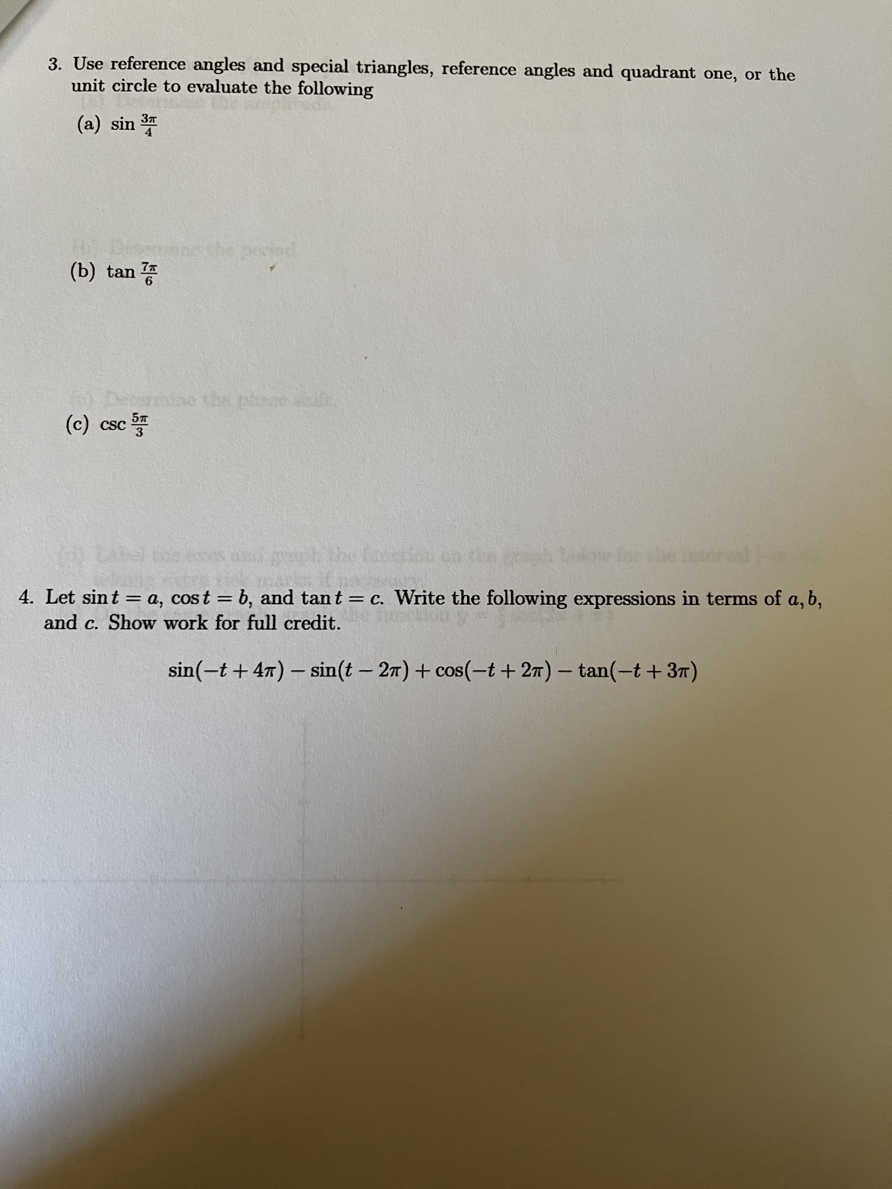  3. Use reference angles and special triangles, reference angles and quadrant