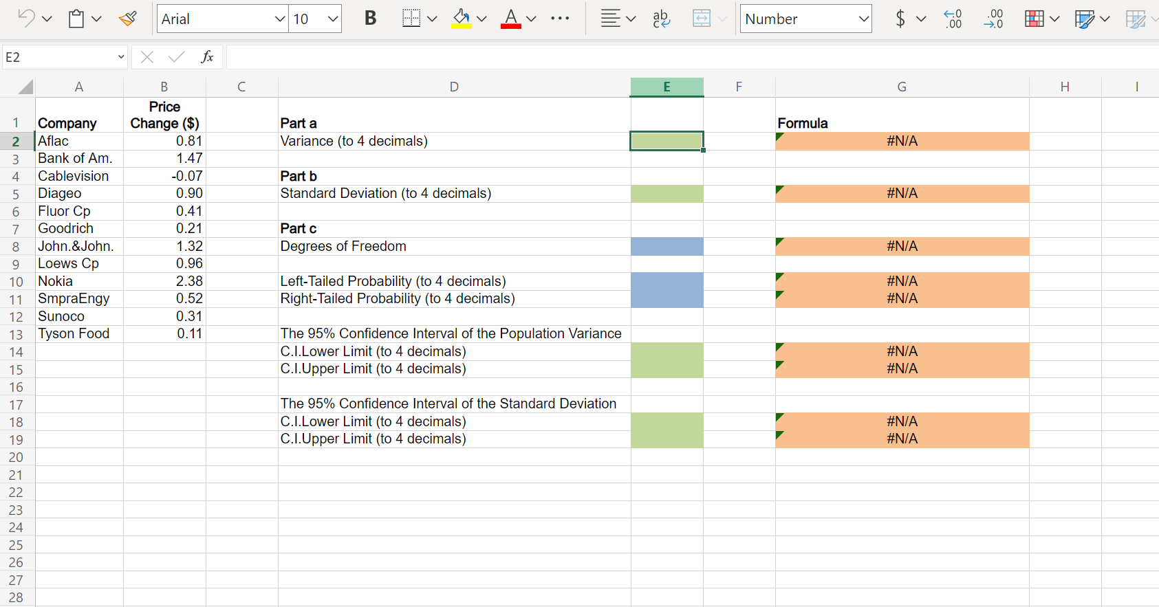 Deviation (Structured)See attached for dataThe table showing the stock price changes for
