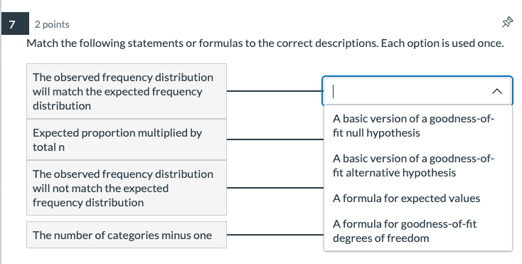 frequency, observed. proportions, theoretical In a good ness-of-t test, we are comparing