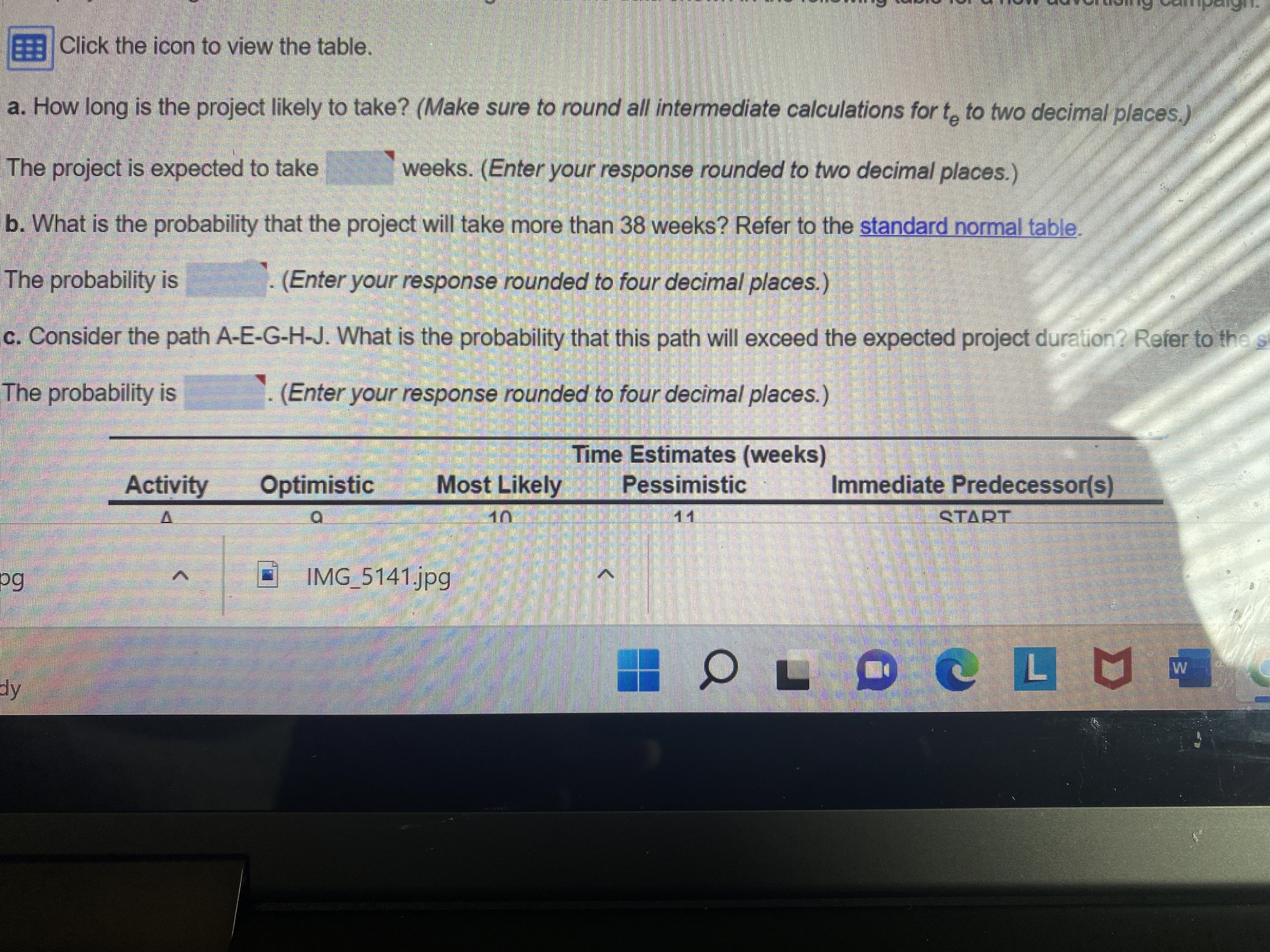 Predecessor(s) 8 12 START 18 START 10 START 3 B 12 A,
