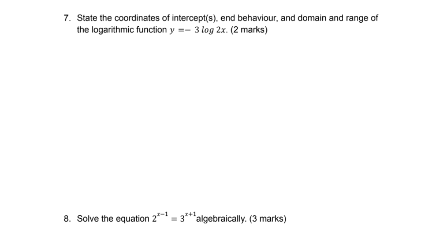 behaviour, and domain and range of the logarithmic function y =- 3