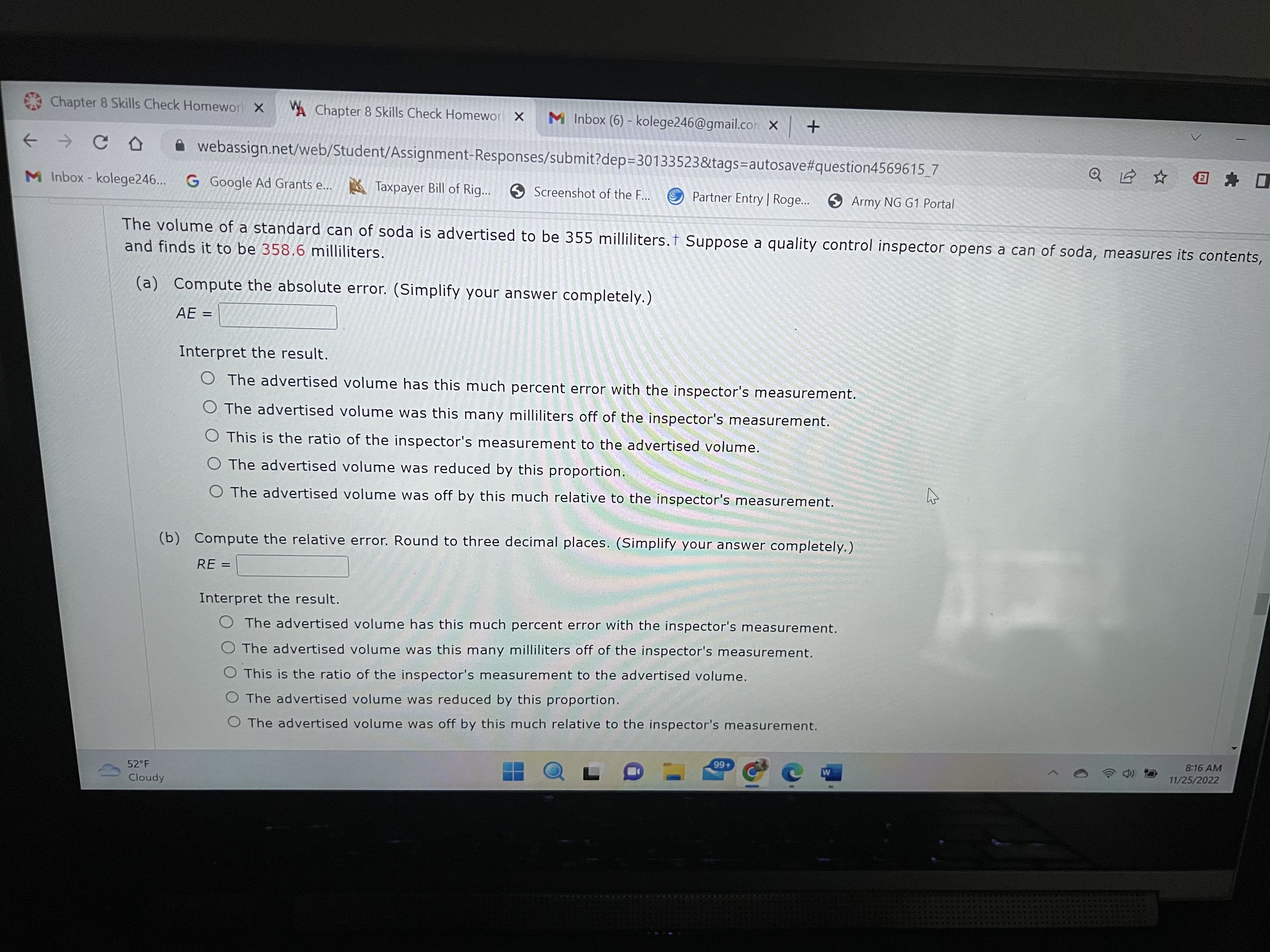measured square footage of the room. Clarice's approximation had this percent error.