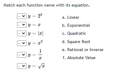 Rational or Inverse V = - y 1' 1'. Absolute Value Given