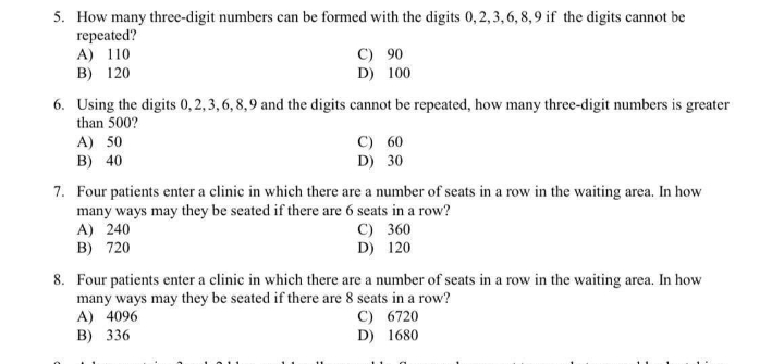 is only multiple choice. Provide necessary solution for each items. Thank you