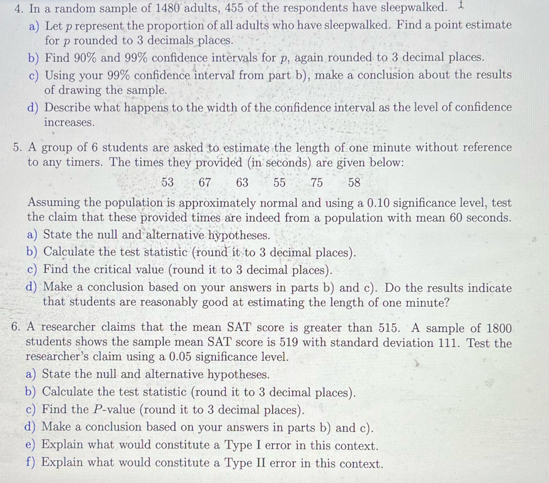 of 1480 adults, 455 of the respondents have sleepwalked. I a Let