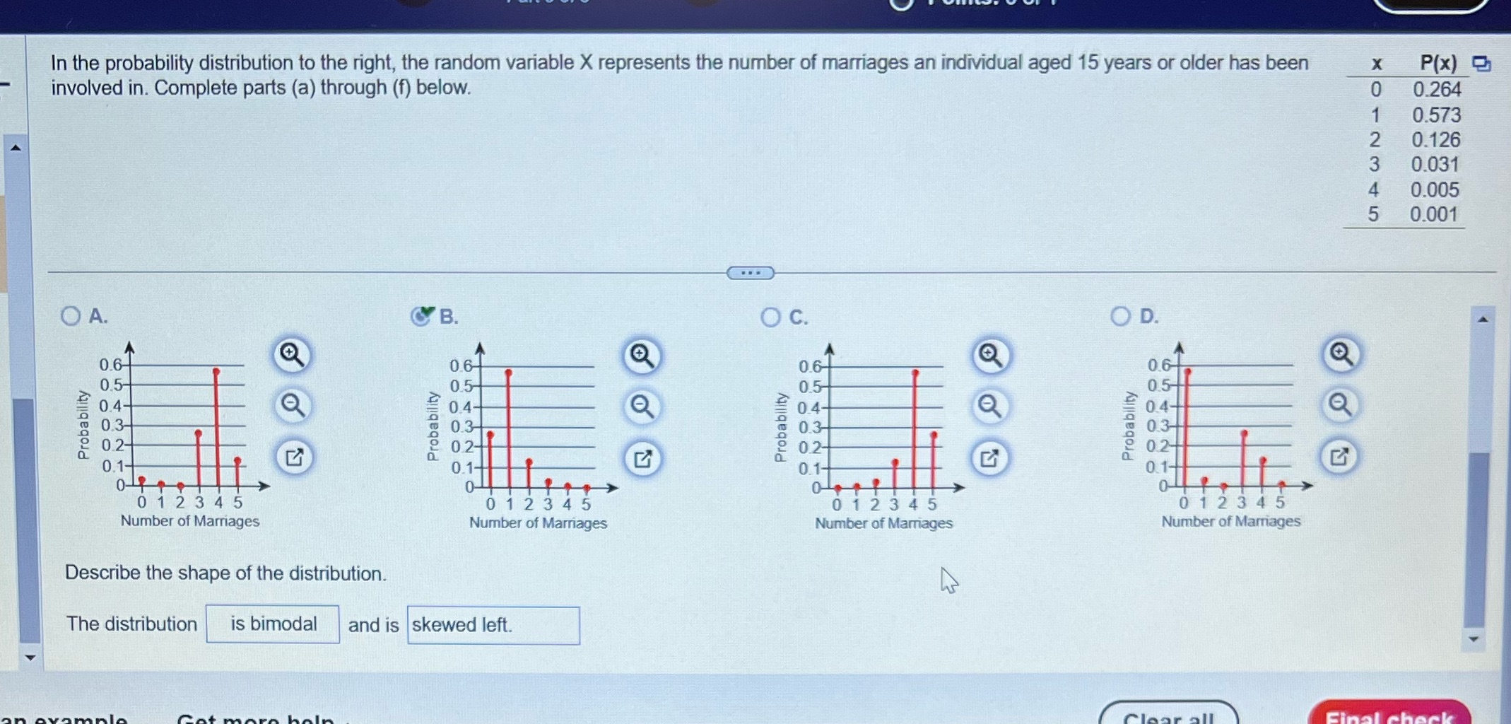  In the probability distribution to the right, the random variable X