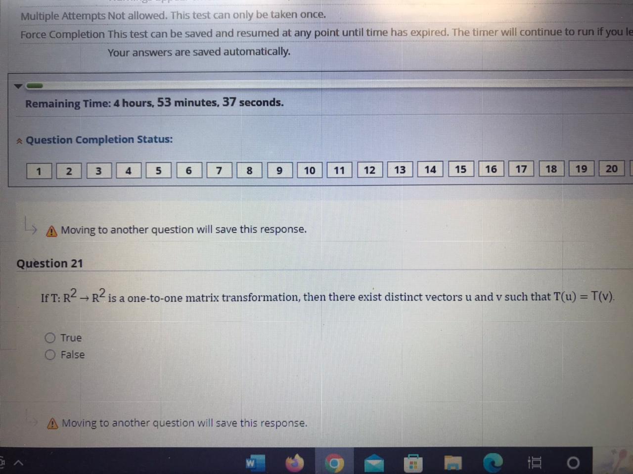 9 10 11 .> Moving to another question will save this response.