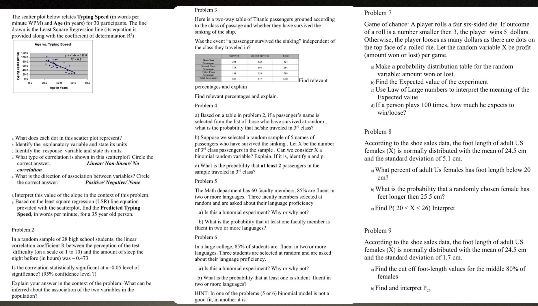 Answer 1-9Step by stepShow all your work correctly and clearly Problem