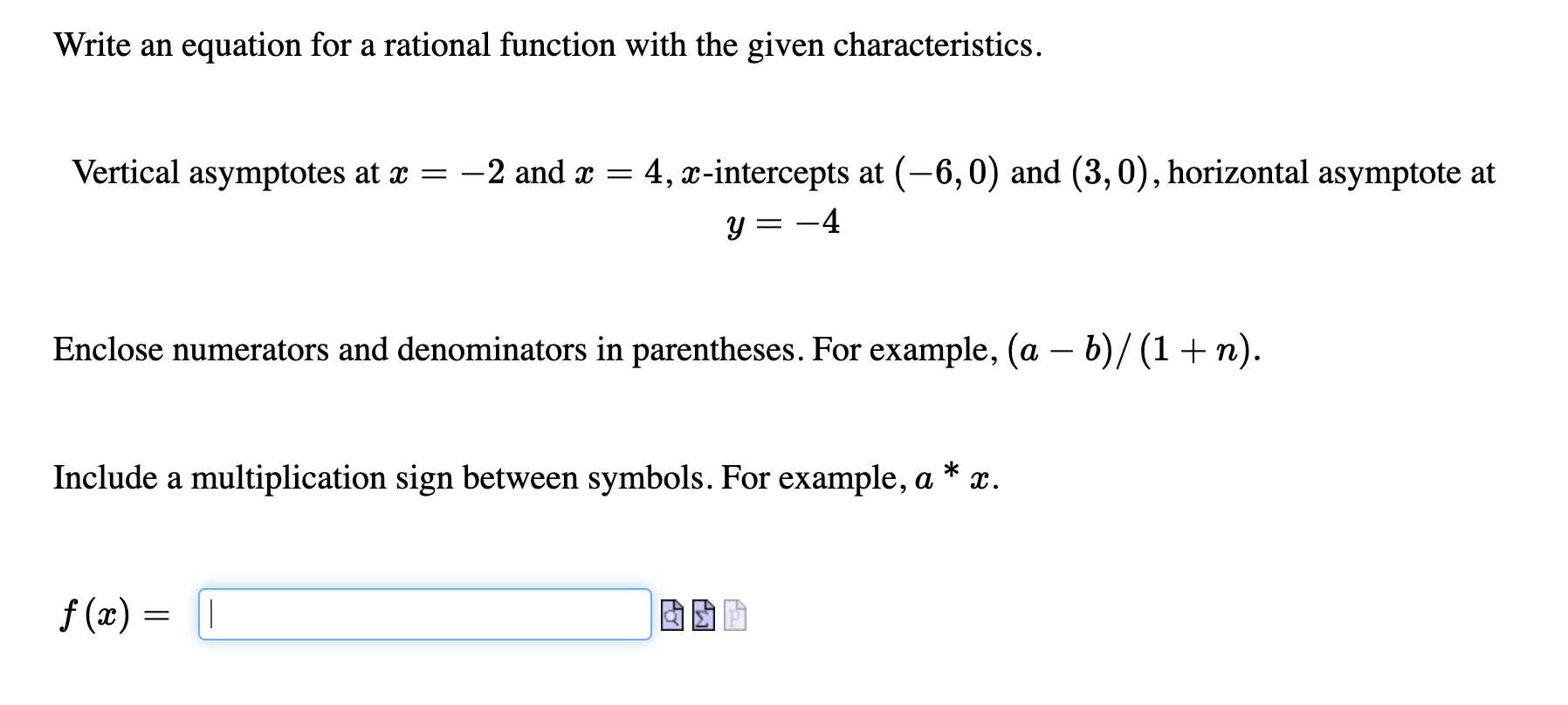 and denominators in parentheses. For example, (a b)/ (1 + n). Include