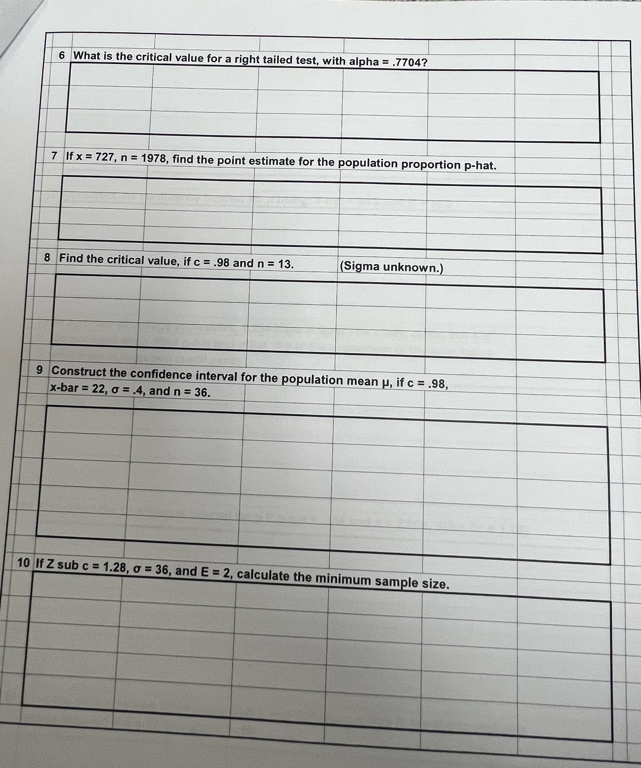 tailed test, with alpha = .7704? 7 If x = 727, n