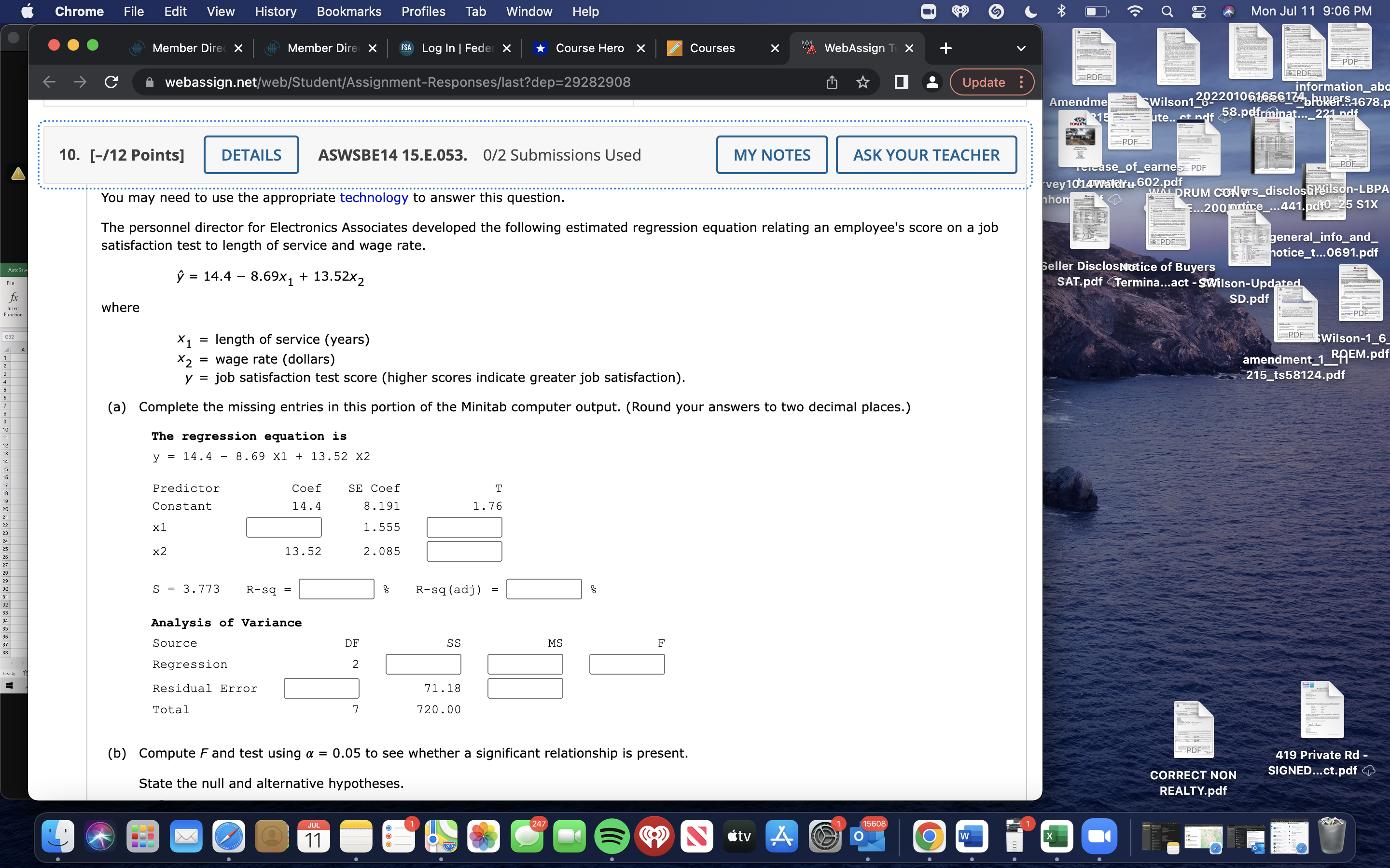 Courses X WebAssign T X PDF C webassign.net/web/Student/Assignment-Responses/last?dep=29282908 Update : PDF PDF