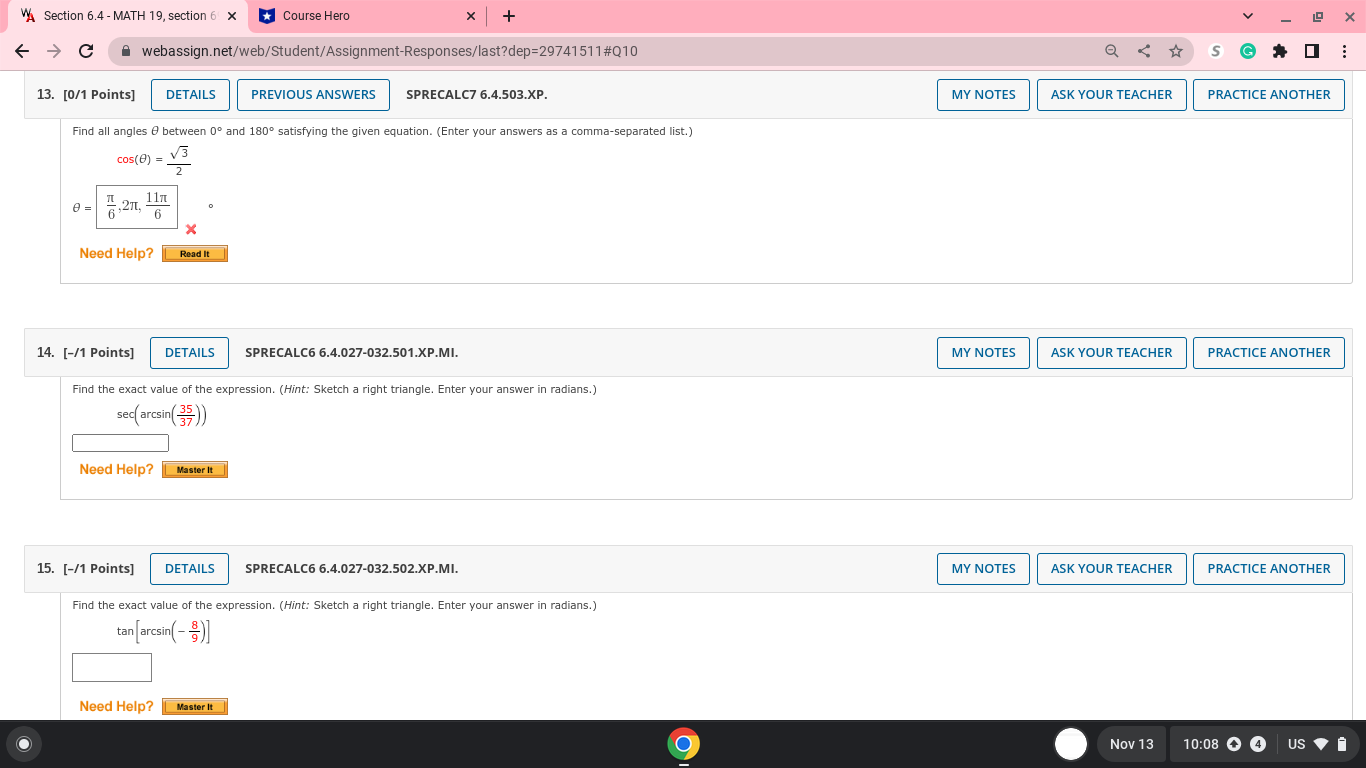 X + X C A webassign.net/web/Student/Assignment-Responses/last?dep=29741511#Q10 SGAO UNDEFINED Need Help? Read It