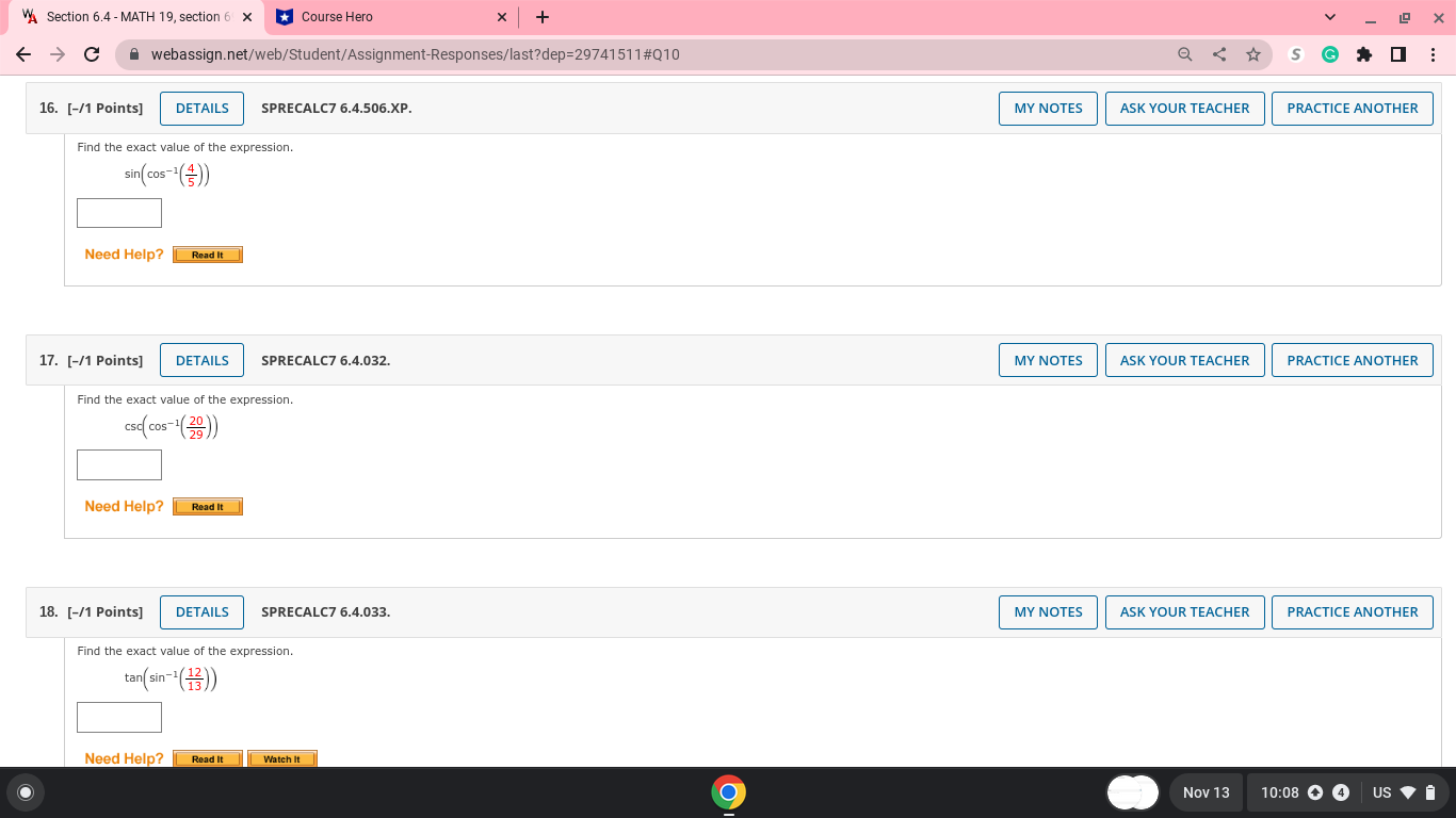 ANSWERS SPRECALC7 6.4.503.XP. MY NOTES ASK YOUR TEACHER PRACTICE ANOTHER Find all