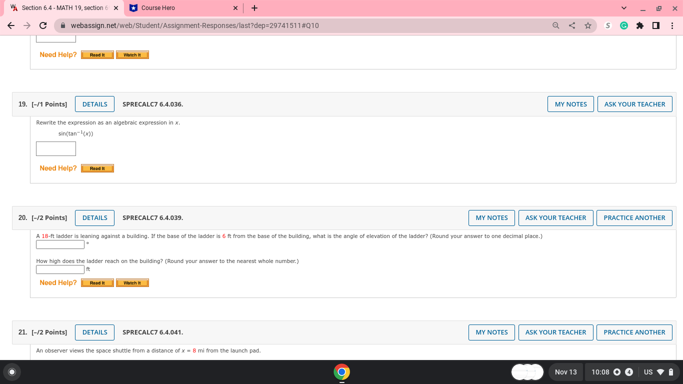 angles @ between 0 and 180 satisfying the given equation. (Enter your