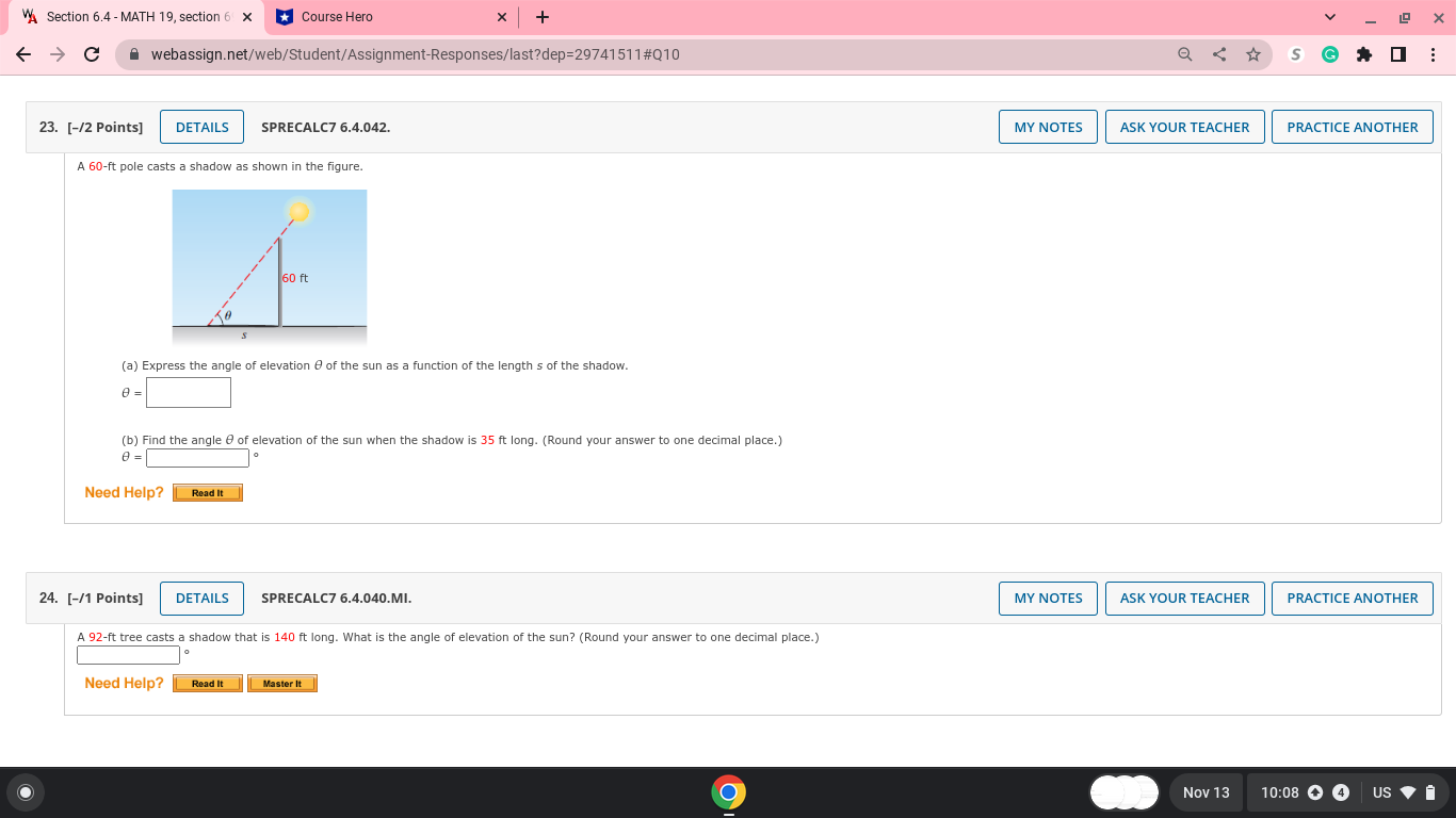YOUR TEACHER PRACTICE ANOTHER Find the exact value of the expression. (Hint: