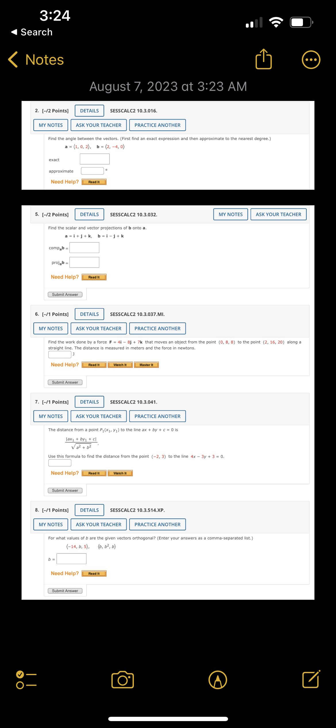 [-12 points] DETAILS SESSCALC2 10.3.016. Find the angle between the vectors. (First
