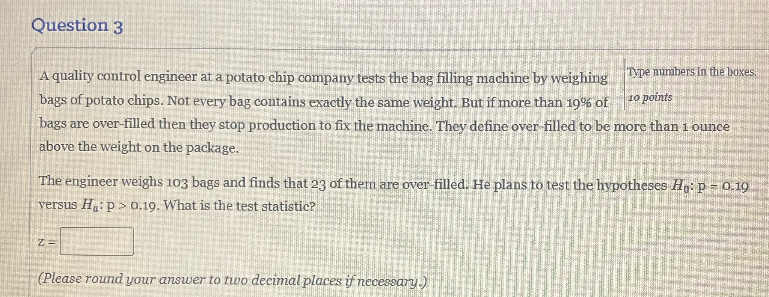 tests the bag filling machine by weighing Type numbers in the boxes.