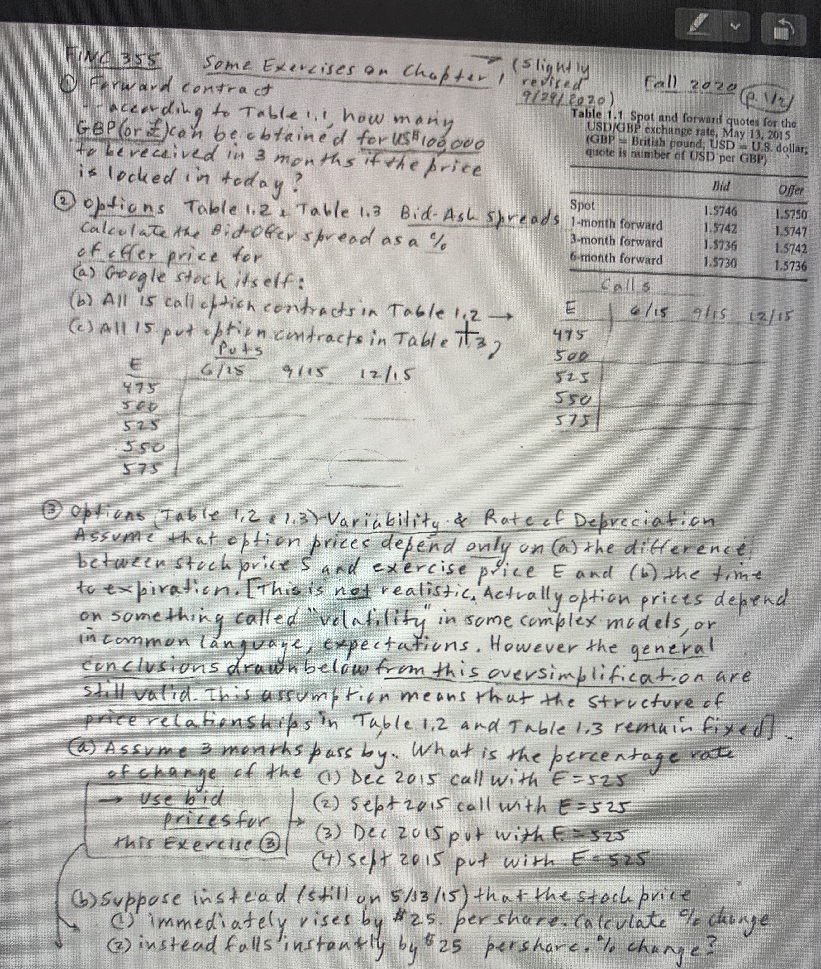 FINC 355 Some Exercises on Chapter 1 ( slightly Forward contract