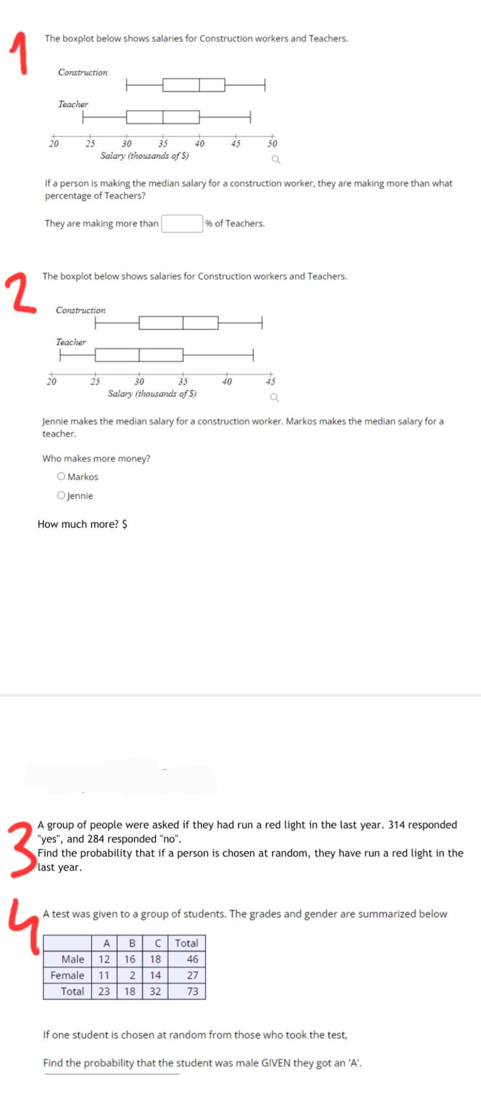  statistics The boxplot below shows salaries for Construction workers and Teachers.