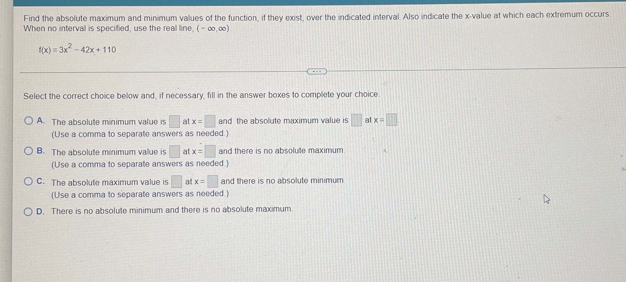 they exist, over the indicated interval Also indicate the x-value at which