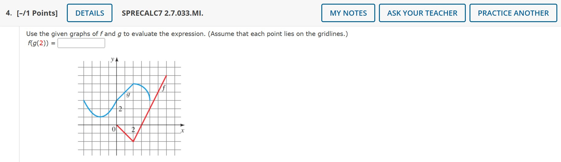 f(x) = 4x - 5 and g(x) = 2 - x2 to