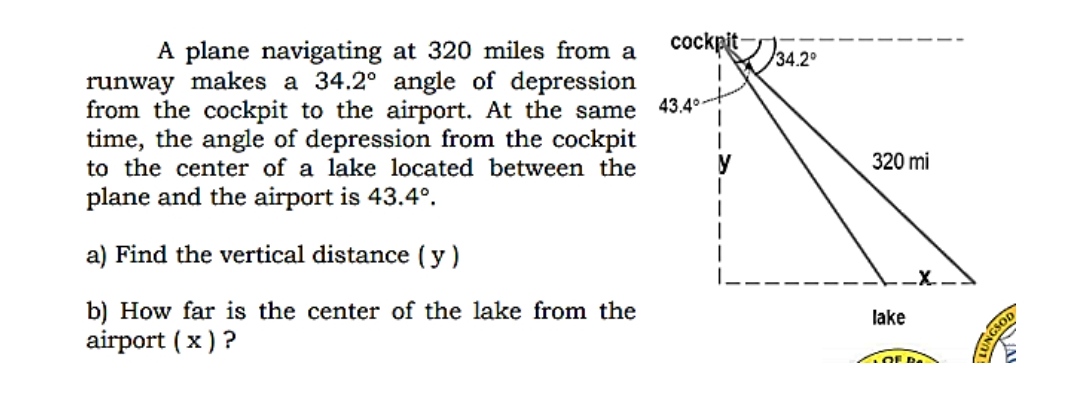 a 34.2\" angle of depression from the cockpit to the airport. At