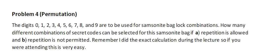 6, 7, 8, and 9 are to be used for samsonite bag