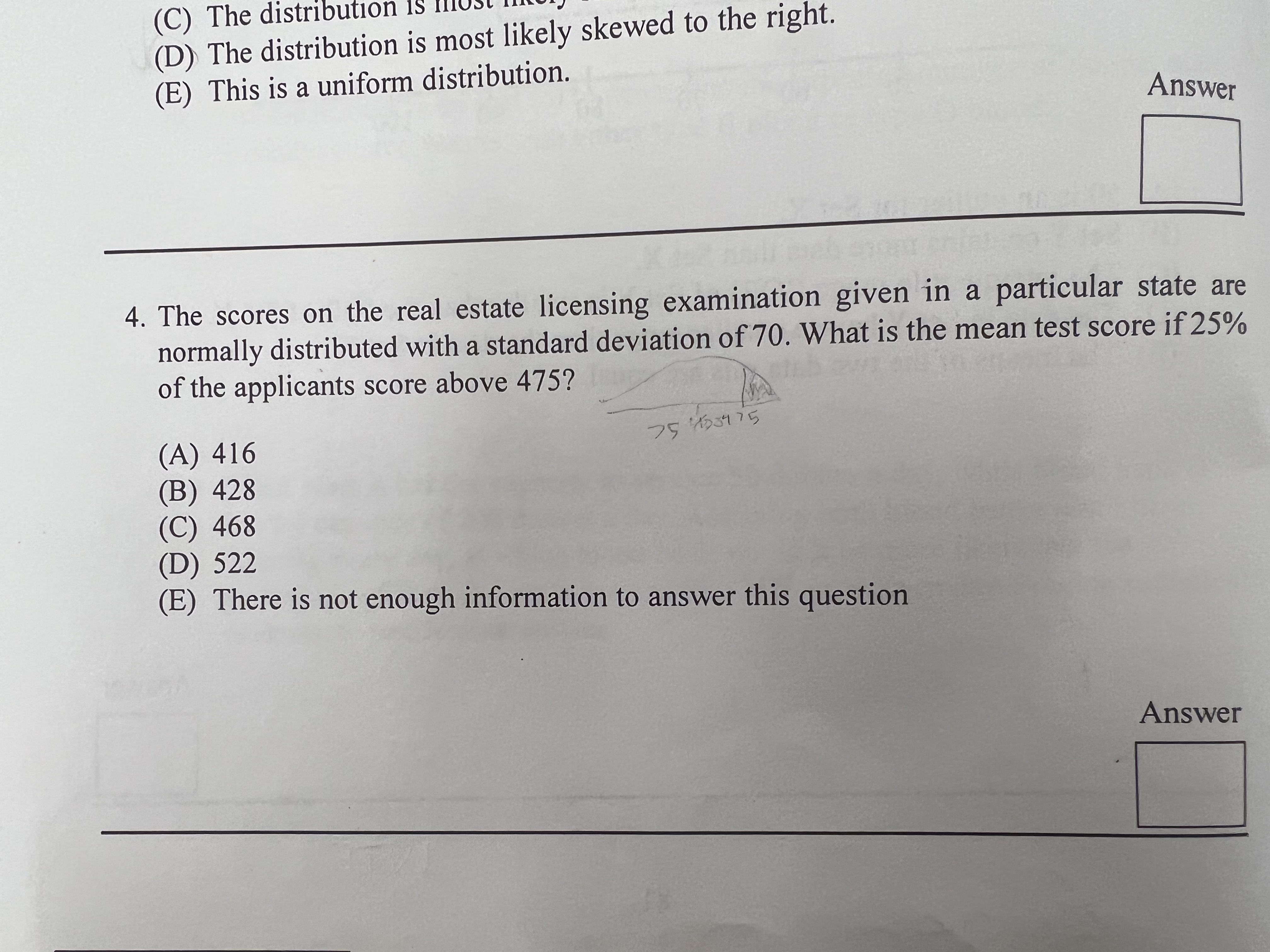 JIMININLO LAAM JI -105 7. Grades on a statistics test are normally
