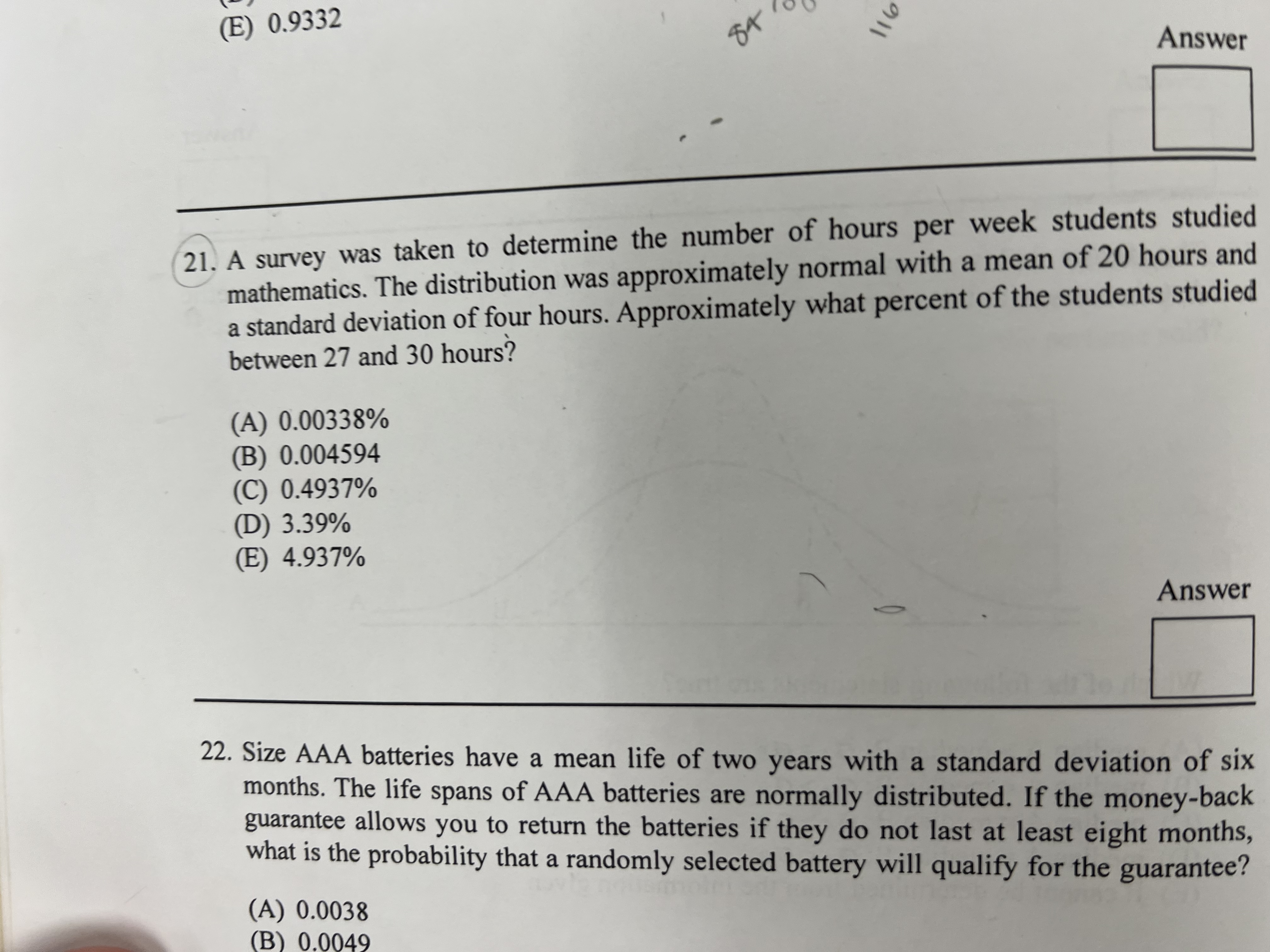 distributed with a mean of 76 and a standard deviation of 8.