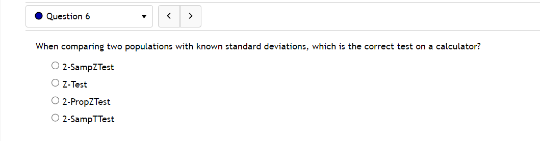 T-Test or a Z-Test? '33:} Z-Test since you know the standard deviations