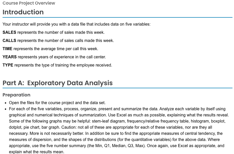 Course Project Overview Introduction Your instructor will provide you with a