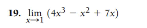 19. lim (4x3 x2 + 7x)