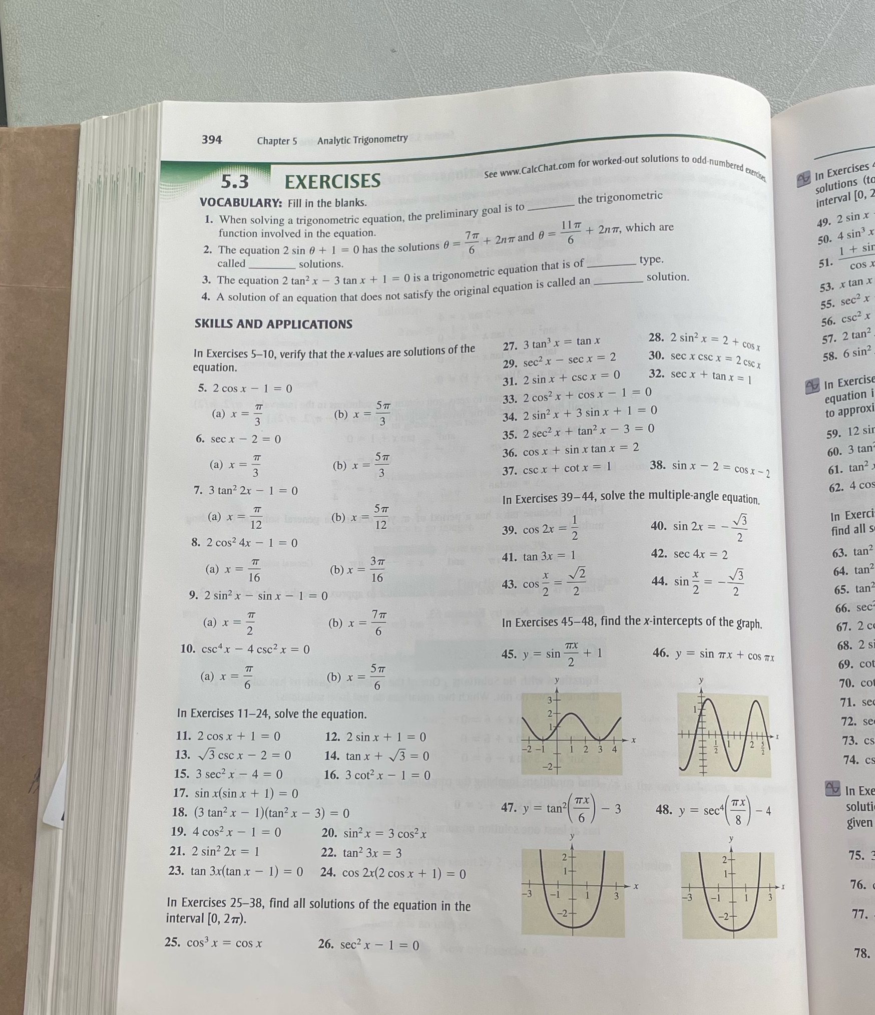 26 - 37 odds 394 Chapter 5 Analytic Trigonometry 5.3 EXERCISES