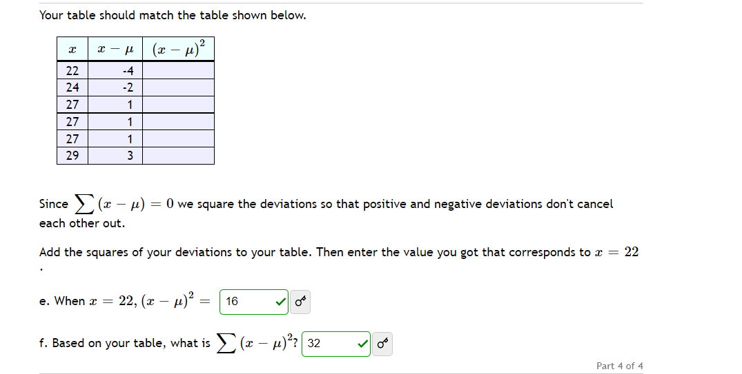 on a separate sheet of paper. Then enter the deviation of the