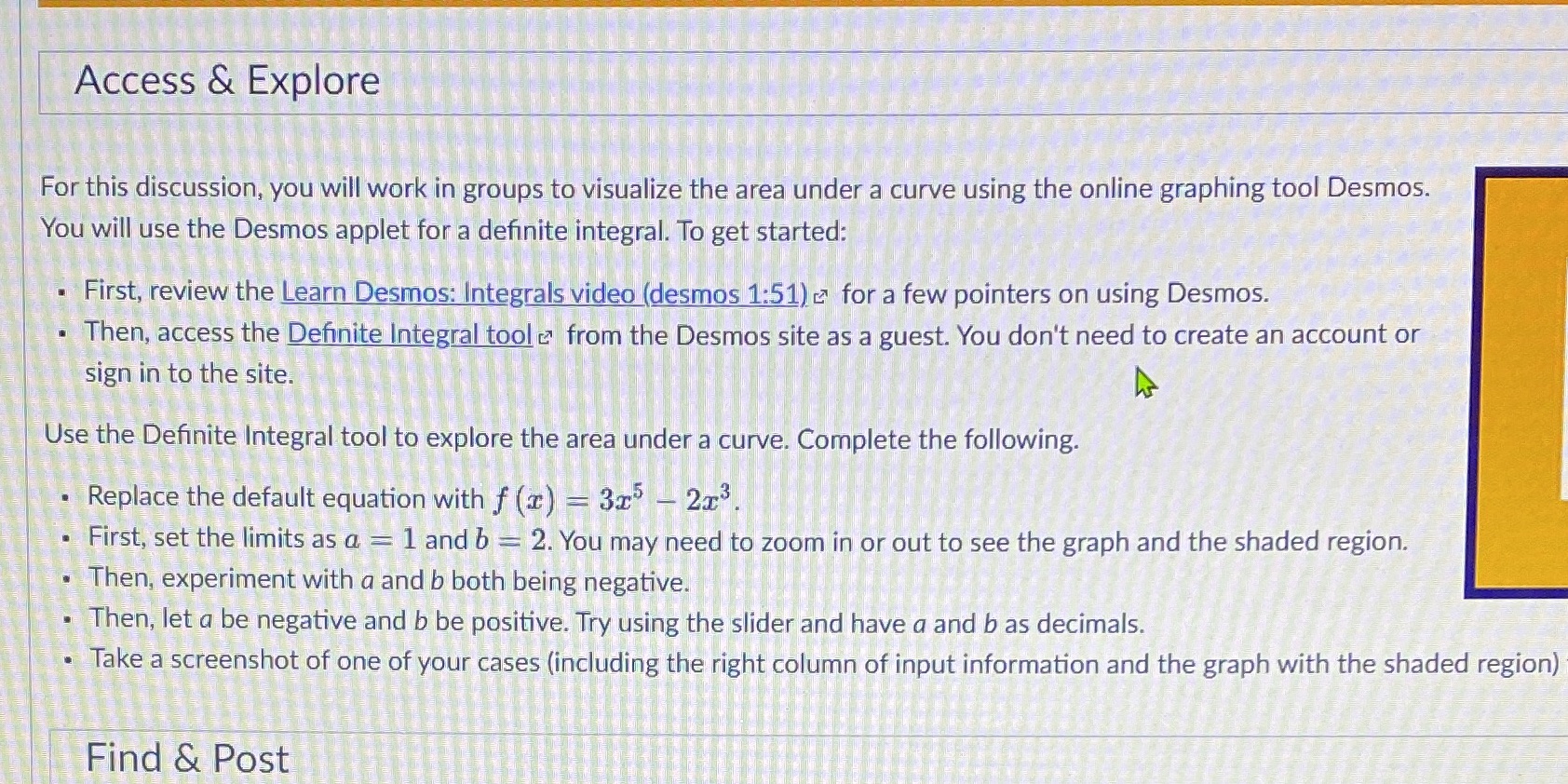 Access & Explore For this discussion, you will work in groups