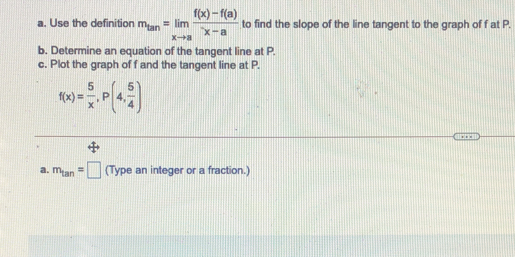 definition man = lim to find the slope of the line tangent