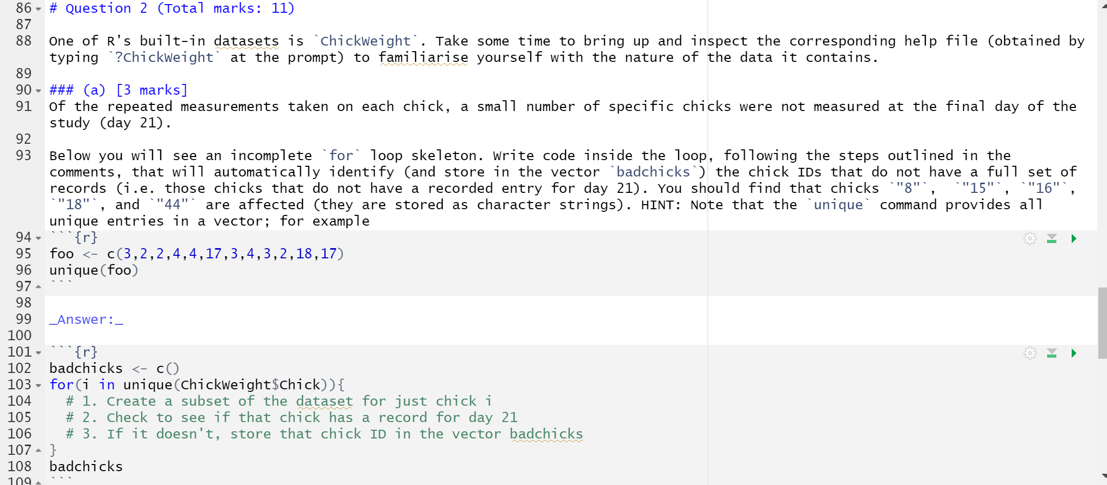  86 - # Question 2 (Total marks: 11) 87 88 One