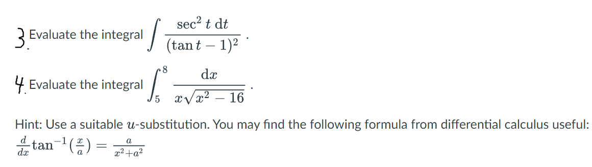 (taut 1)2 ' 8 d If. Evaluate the integral / 5 m