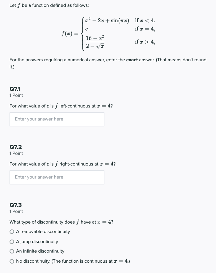 + sin(x) ifx 4, 2 EC For the answers requiring a numerical