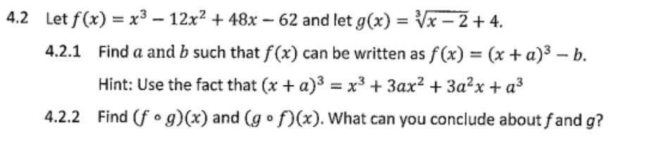 12:2 + 48x 62 and let g(x) = {/x 2 + 4.