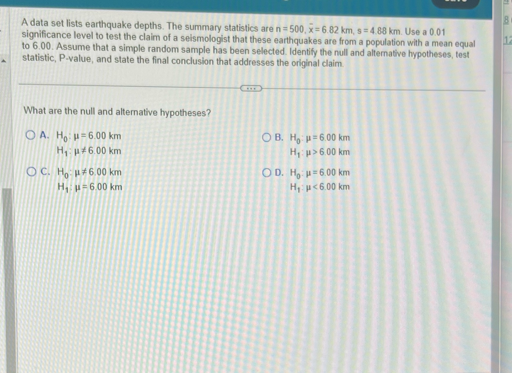met, what are the no and alternative hypothesis? Part B: identify the