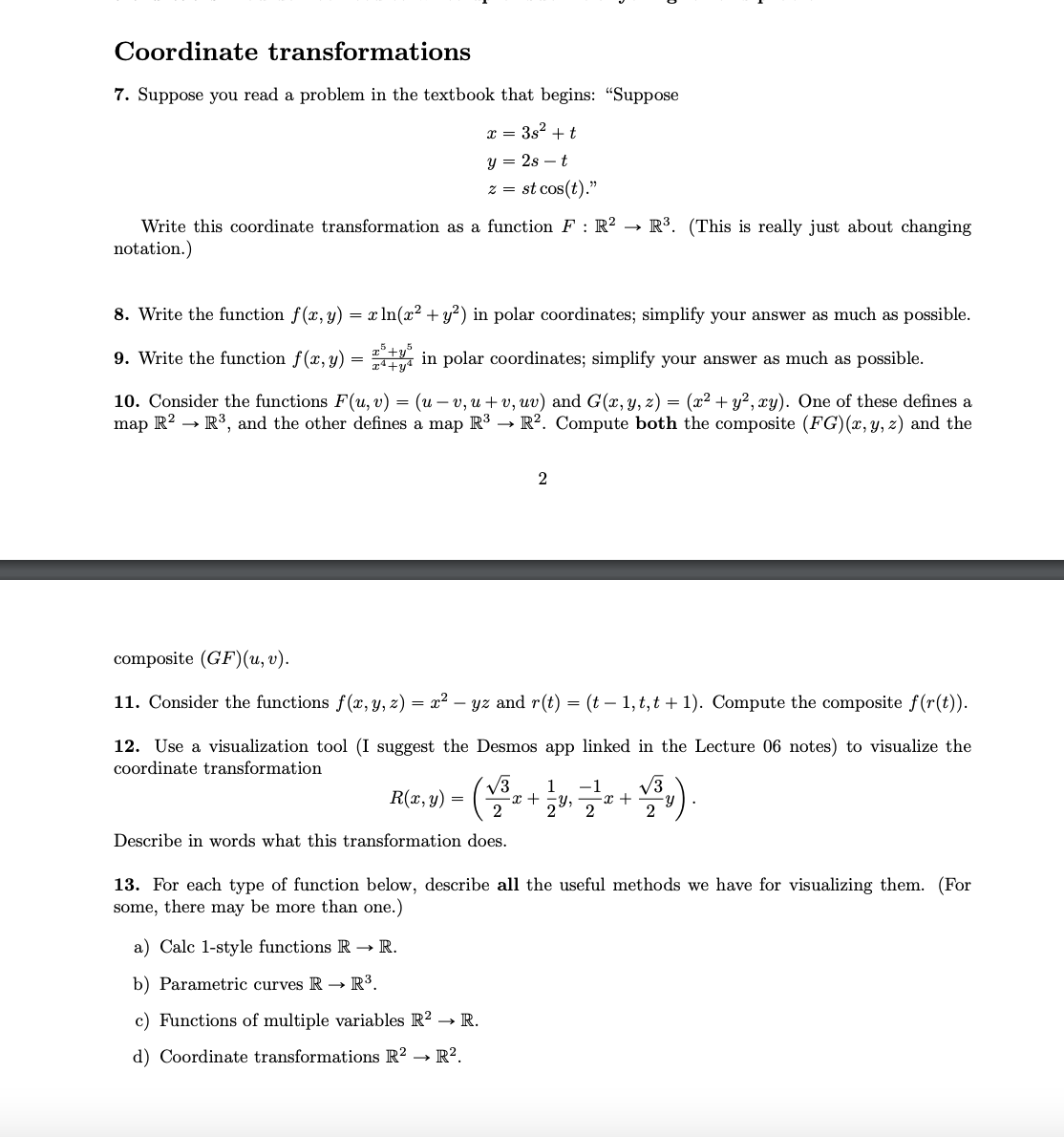  Coordinate transformations '7. Suppose you read a problem in the textbook